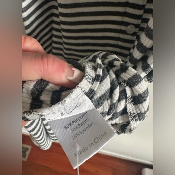 White Grey Striped Pullover Dress Beachwear Casual Stretch Summer Dress - Picture 3 of 6